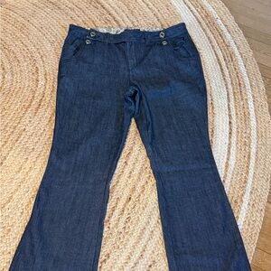 Lane Bryant Navy Flare Jeans with Button Detail